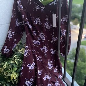 Burgundy Maroon Floral Dress